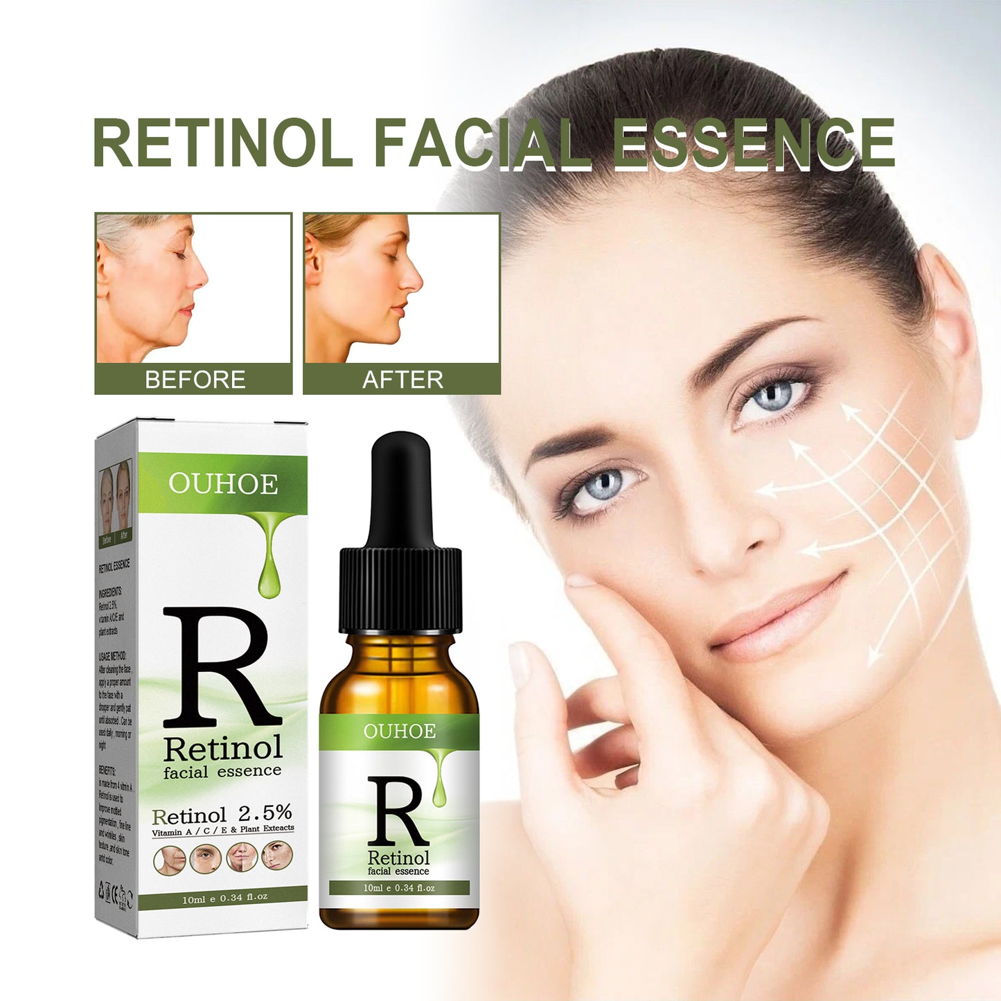Retinol Serum, Face Anti-Wrinkle Firming Brightening Soft And Smooth Skin Serum default title Health Eprolo https://www.cyberehub.com