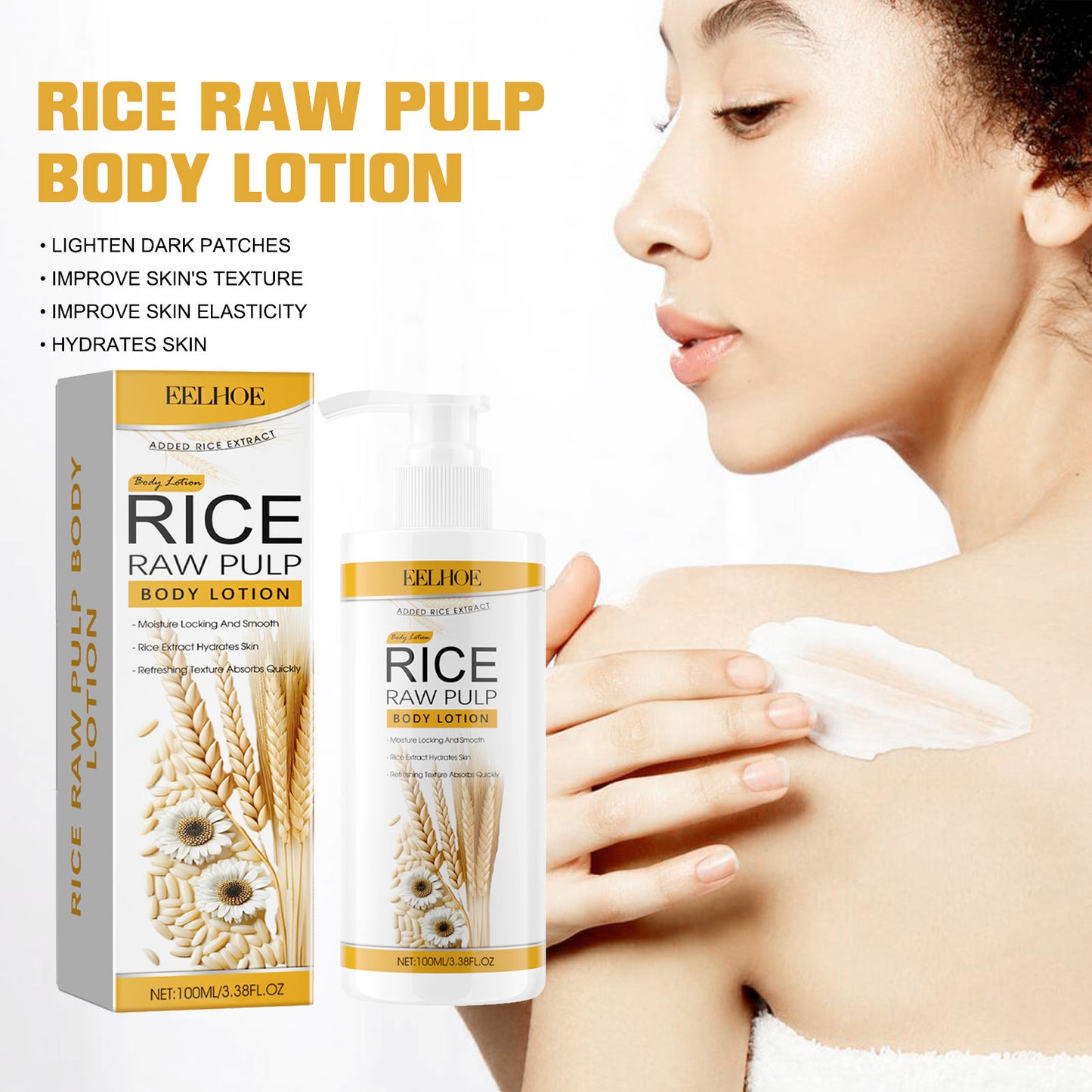 Rice Raw Pulp Body Lotion, Light Black Anti-Dryness Tender Bright And White Body Lotion Health Eprolo https://www.cyberehub.com