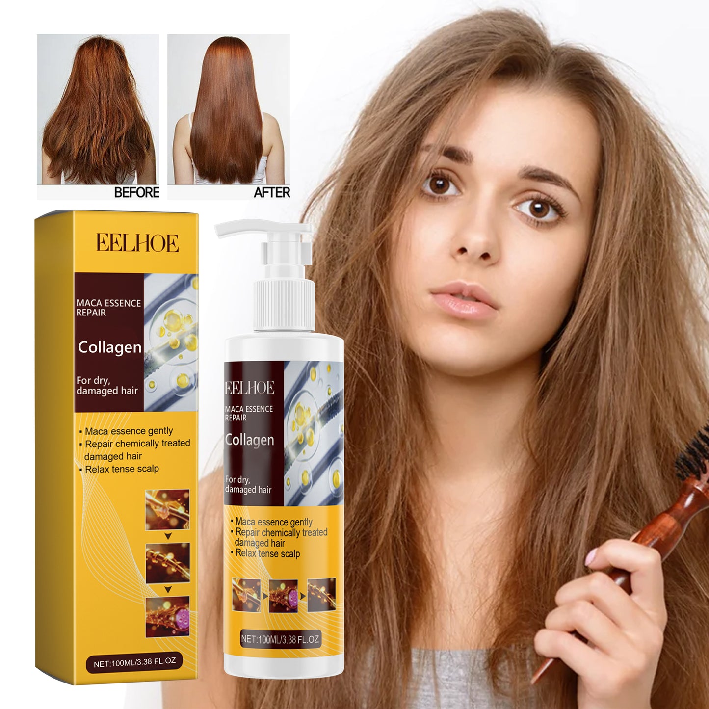 Maca Essence Repair Collagen, Repair Damaged Hair Reduces Split Ends Deep Clean Smooth And Shiny Health & Beauty Health Eprolo https://www.cyberehub.com