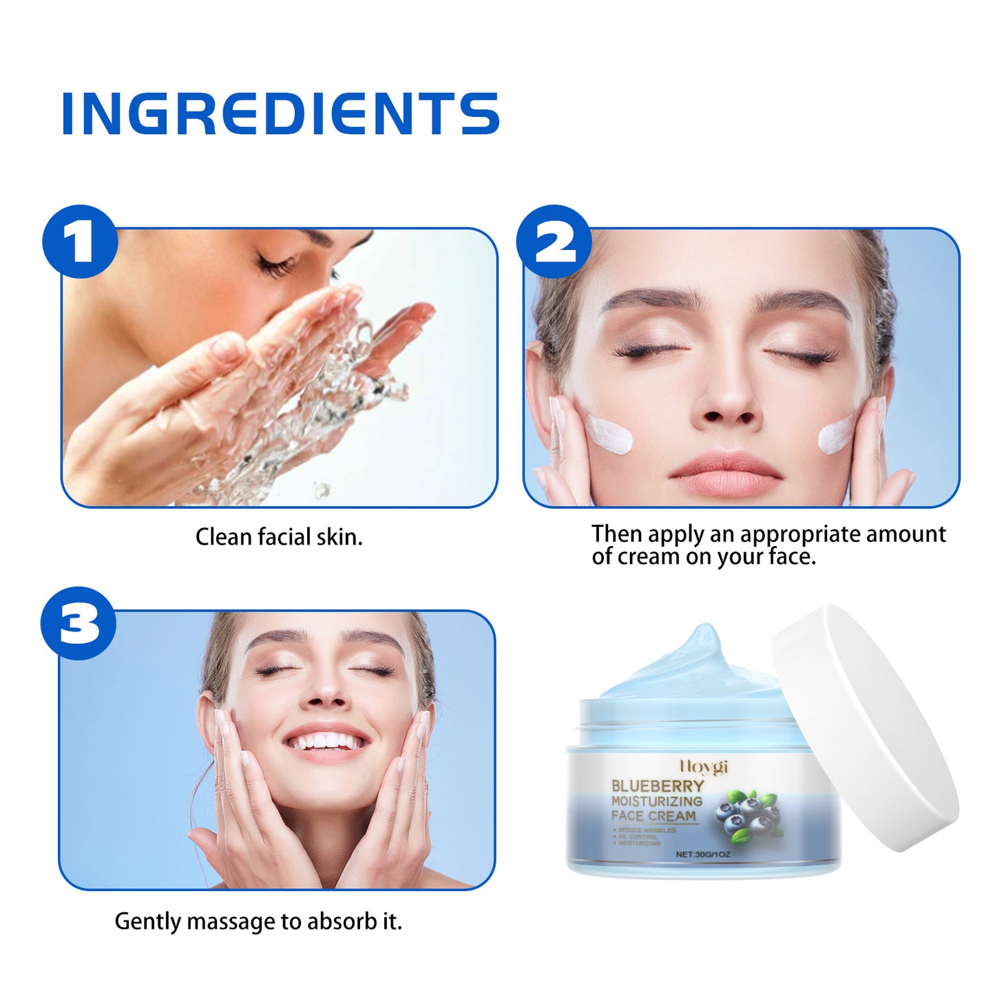 HOYGI Blueberry Facial Care Facial Skin Deep Cleansing Anti-Wrinkle Skin Care Essence Beauty Brightening Cream Health & Beauty Health Eprolo https://www.cyberehub.com