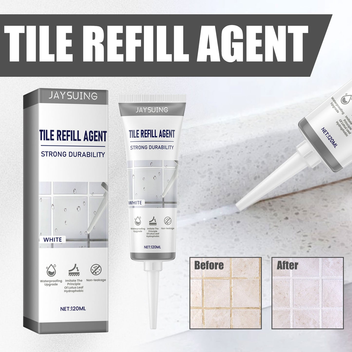 Tile Refill Agent, Kitchen Bathroom Waterproof Floor Mildew Proof Joint Tile Tip Sealant Home Eprolo https://www.cyberehub.com