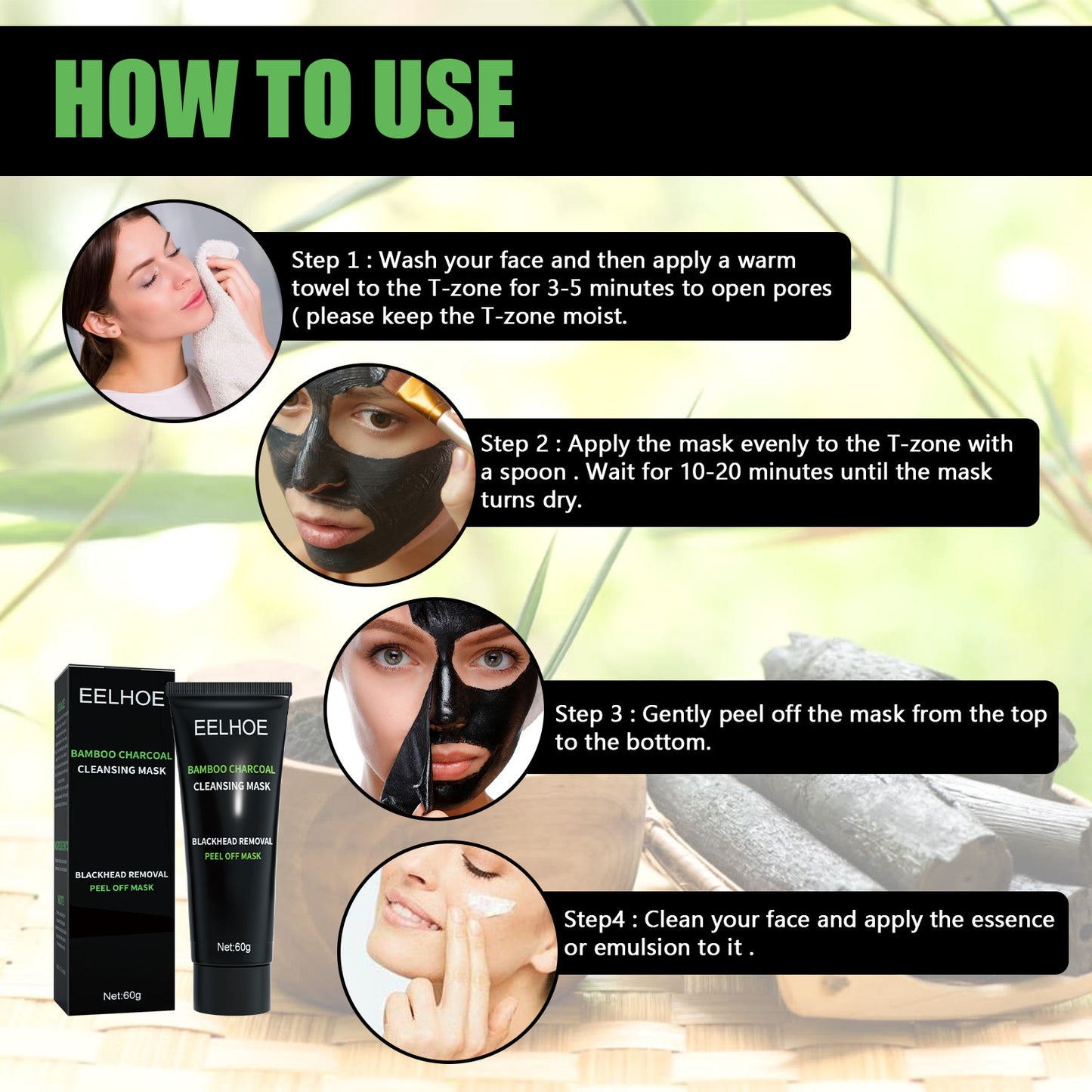 Bamboo Charcoal Blackhead Removal Mask, Deep Cleanse Pores And Acne T-Zone Oil Control With A Peel Mask Health Eprolo https://www.cyberehub.com