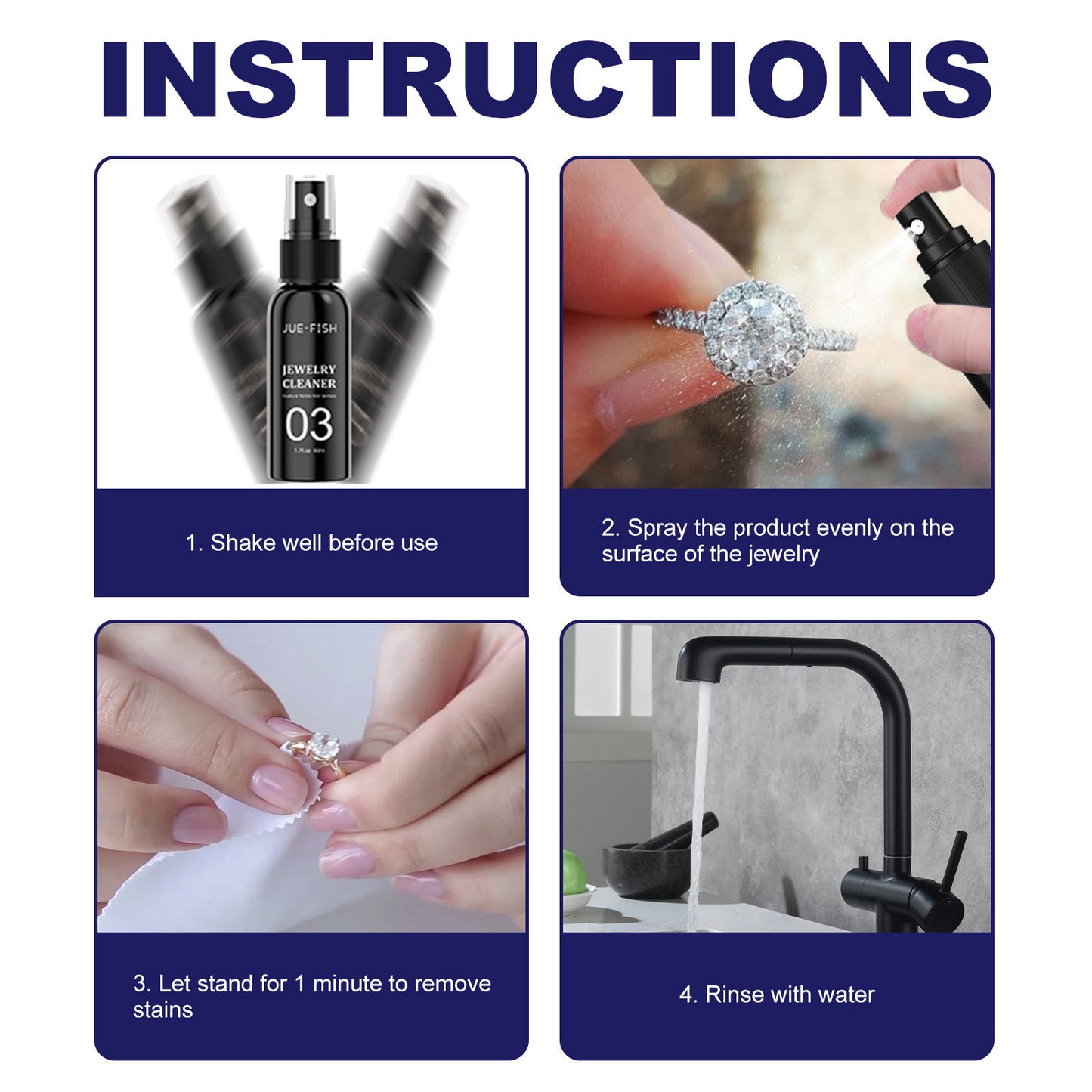 Jue-Fish Jewelry Cleaner Clean Diamond Ring Necklace Gold Cleaner Rust Removal Ash Removal Cleaner Home & Garden Home Goods Eprolo https://www.cyberehub.com