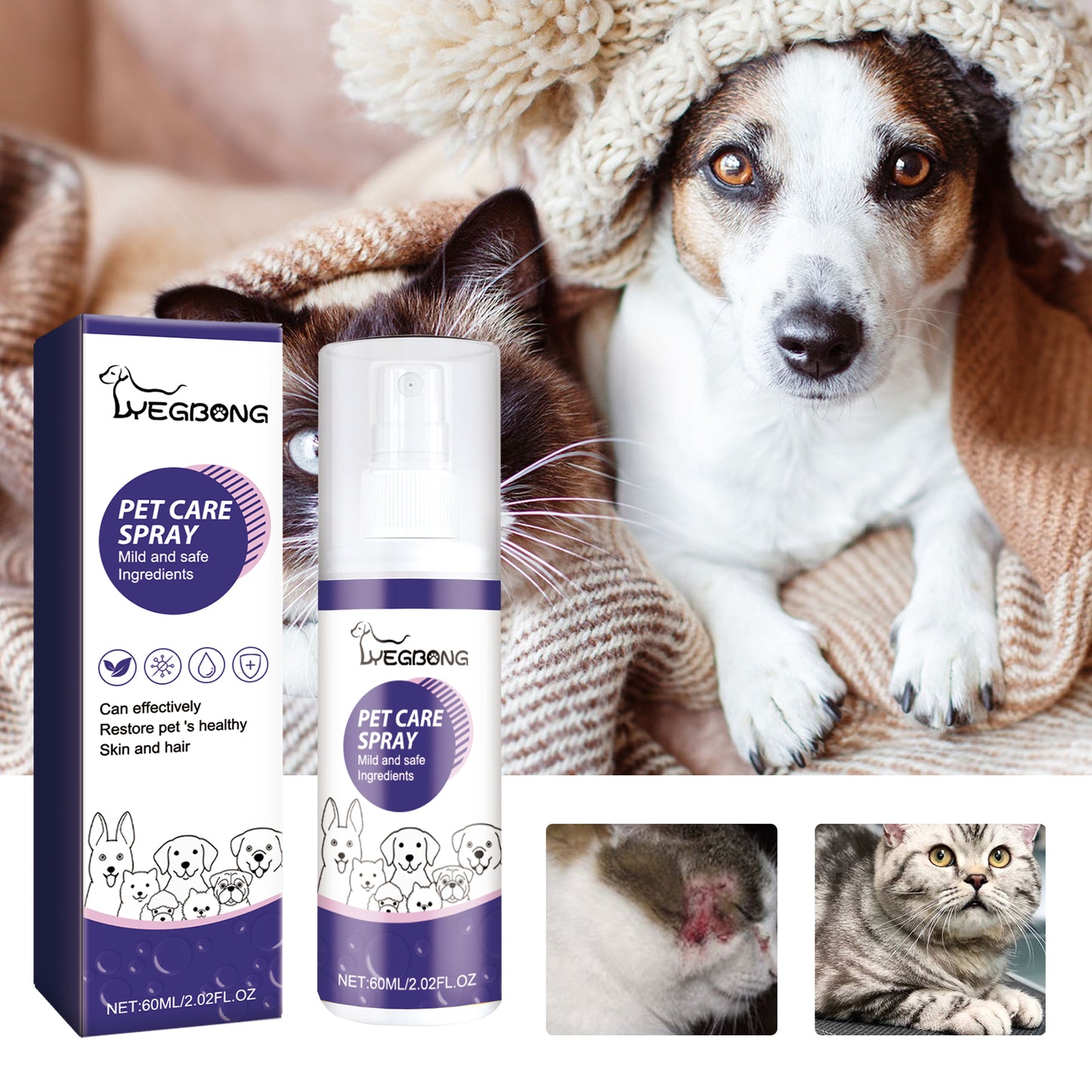 Yegbong Pet Care Spray, Pet Cat And Dog Skin Wound Care Skin Moss Itchy Repair Spray Pet Supplies Pet Eprolo https://www.cyberehub.com