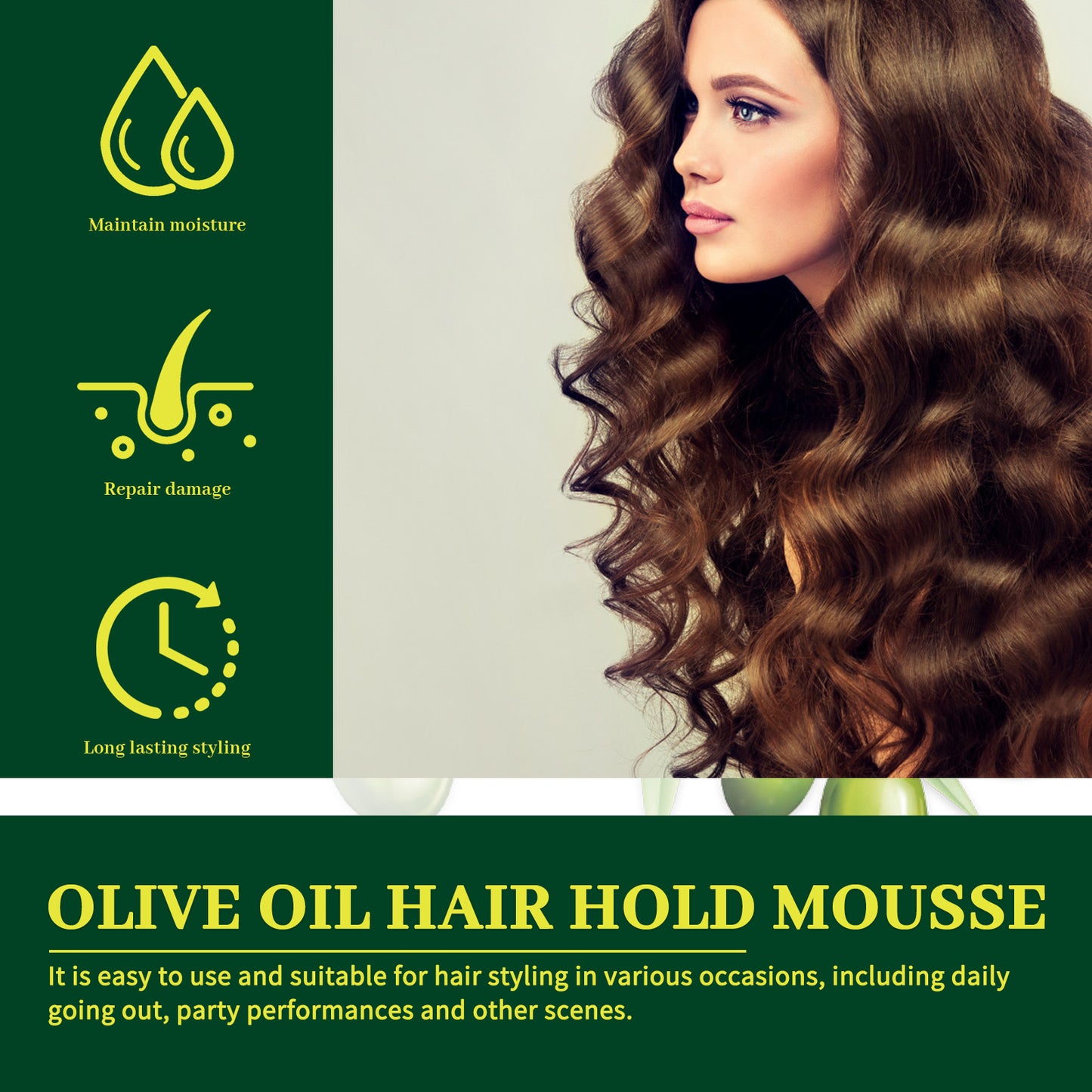 Olive Oil Hair Hold Mousse, Curly Hair Styling Moisturizing And Curling Style Durable Frizz Proof Mousse Health Eprolo https://www.cyberehub.com