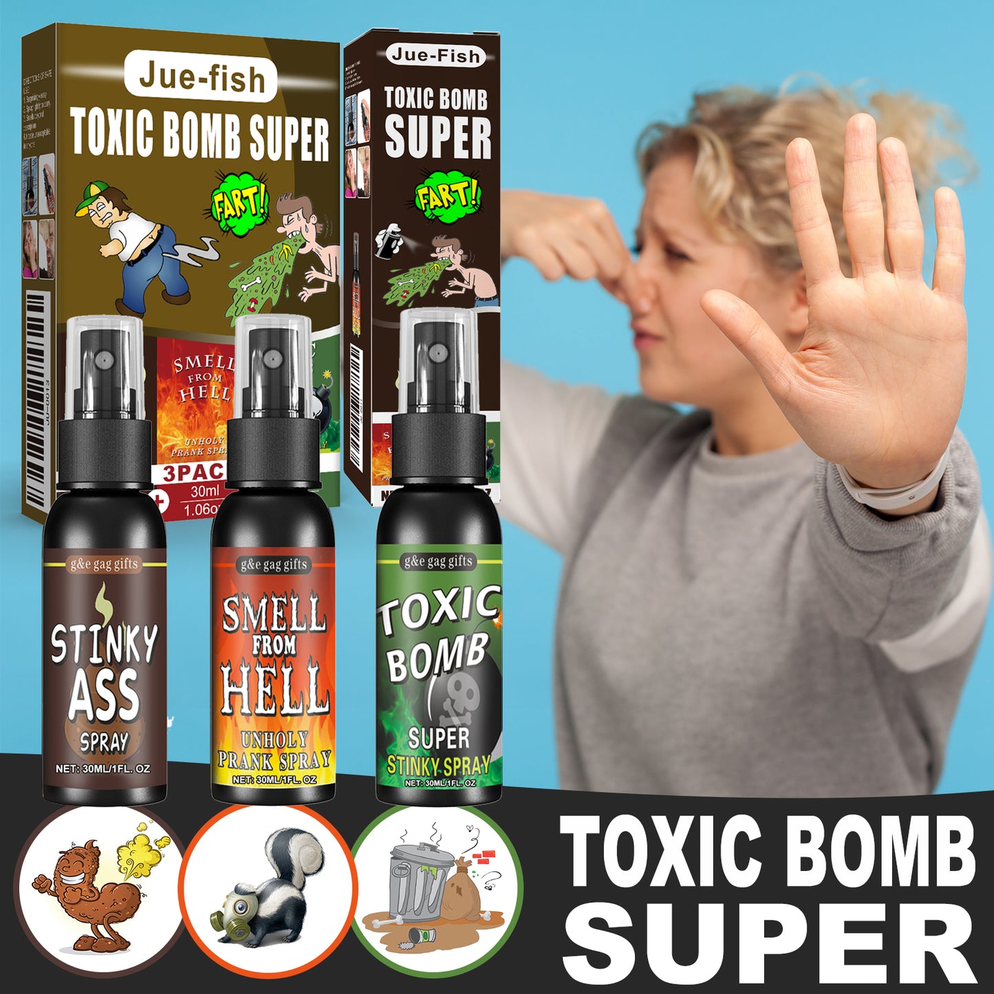 Jue-Fish Fart Spray, April Fool's Day Pooper Toy Spoof Stink Entertainment Poop Hell Bomb Smell Toy Eprolo https://www.cyberehub.com
