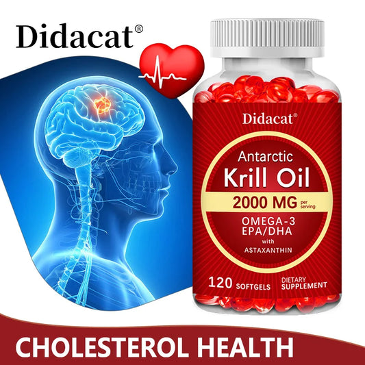 Antarctic Krill Oil 2000 mg 120 Softgels | Omega 3 EPA, DHA, Astaxanthin Supplement from Red Krill - Supports Bone, Heart, Brain Supplements Life Quality Supplements Life Quality https://www.cyberehub.com