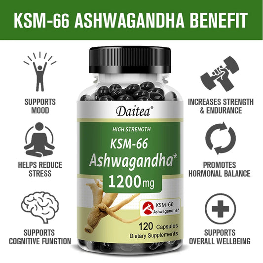Ashwagandha 1200 mg - Stress Relief Formula, Supports Energy & Focus, 120 Veggie Capsules Supplements Life Quality Supplements Life Quality https://www.cyberehub.com