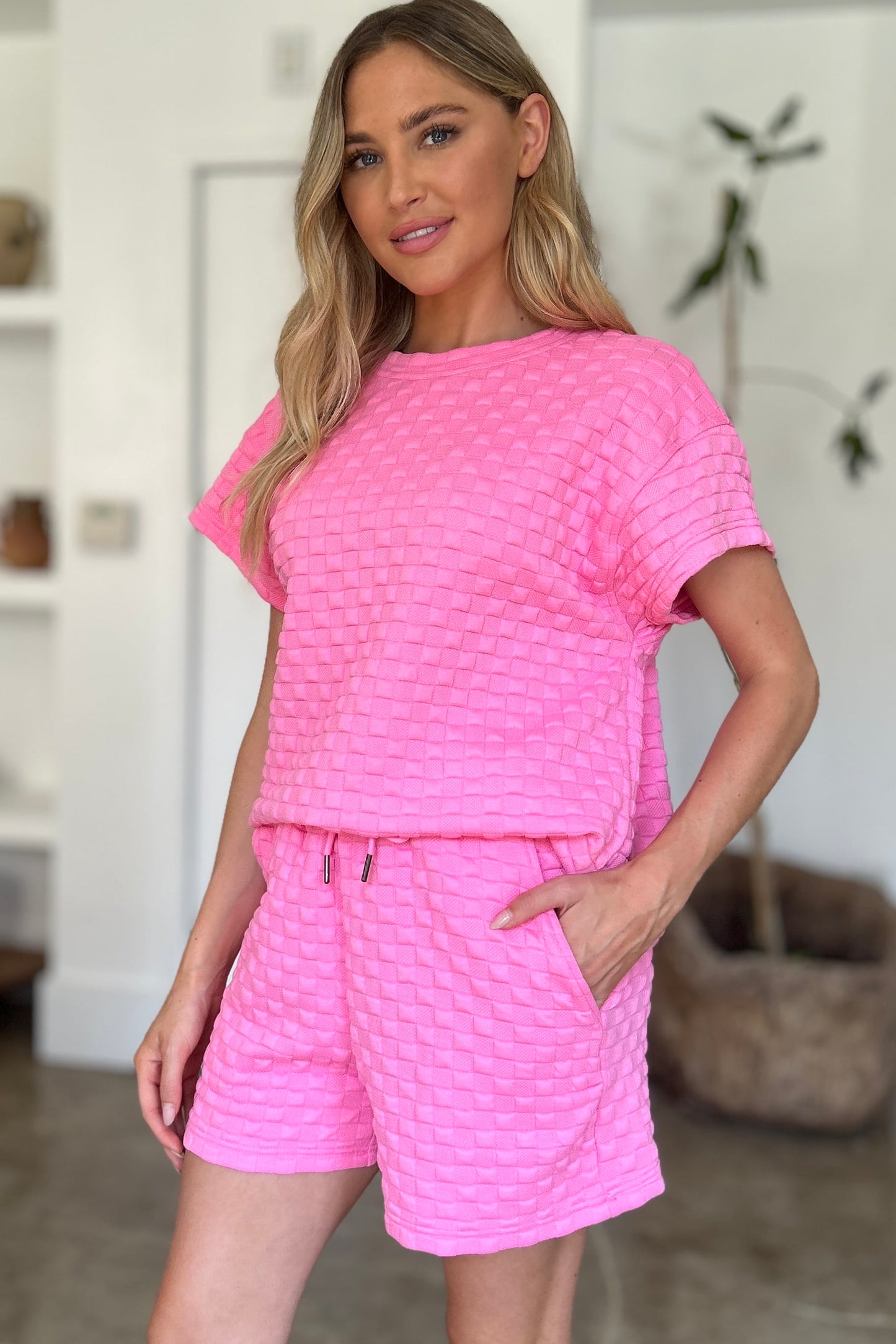 Double Take Full Size Texture T-Shirt and Shorts Set Tops/Jackets/Sweaters Clothing Tops Double Take Ship from USA TikTok Trendsi USPS Walmart Trendsi https://www.cyberehub.com