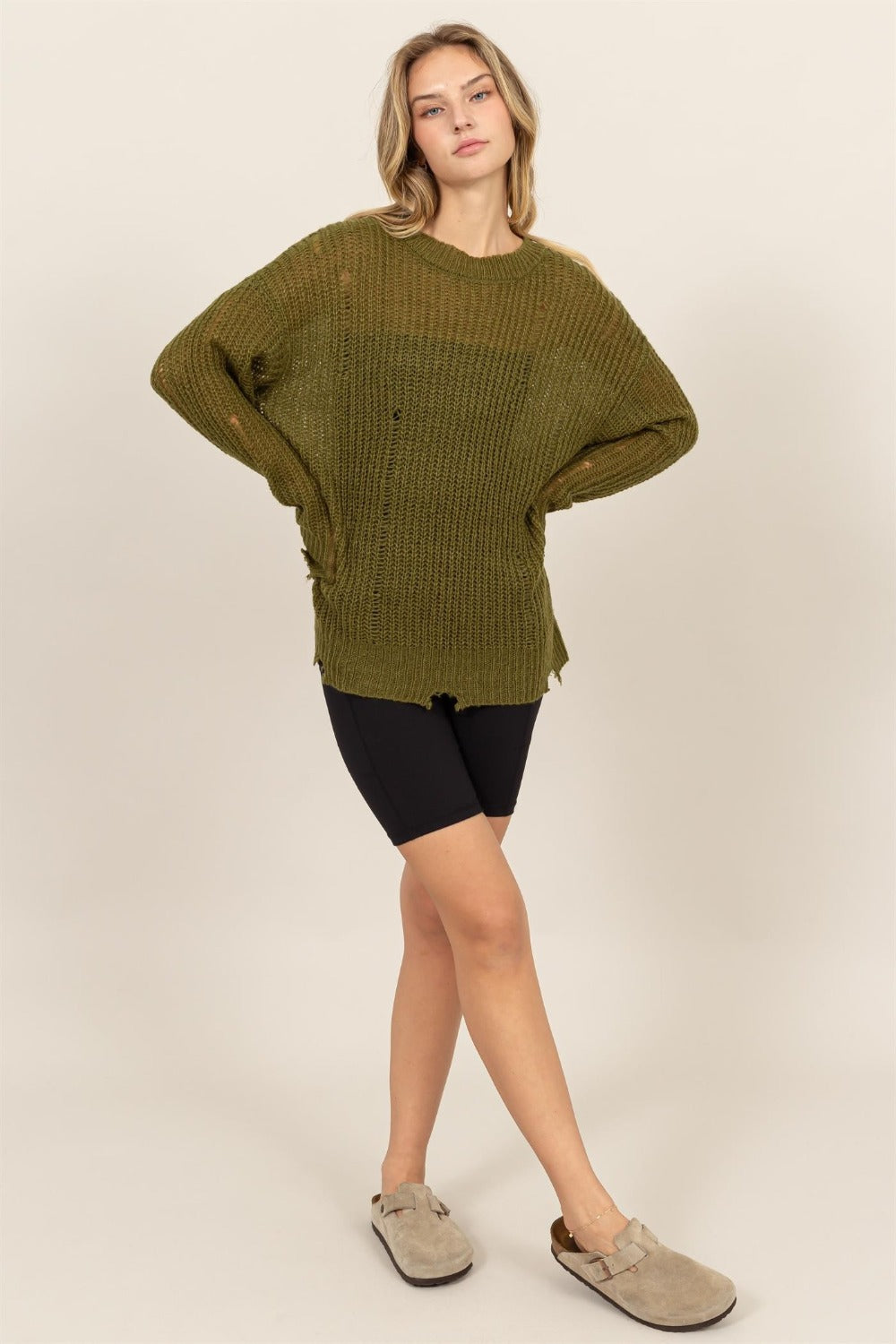 HYFVE Distressed Long Sleeve Knit Top Shirt Apparel Clothing Tops HYFVE Ship from USA Shirts USA Women Trendsi https://www.cyberehub.com