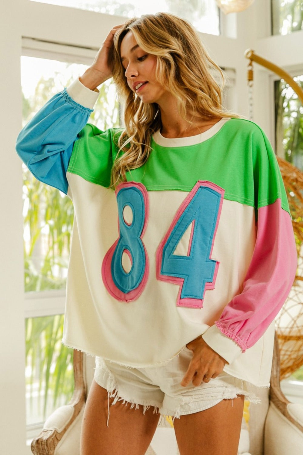 BiBi Color Block Patched Long Sleeve Top Tops/Jackets/Sweaters BiBi Clothing Tops Ship from USA TikTok Trendsi USPS Walmart Trendsi https://www.cyberehub.com