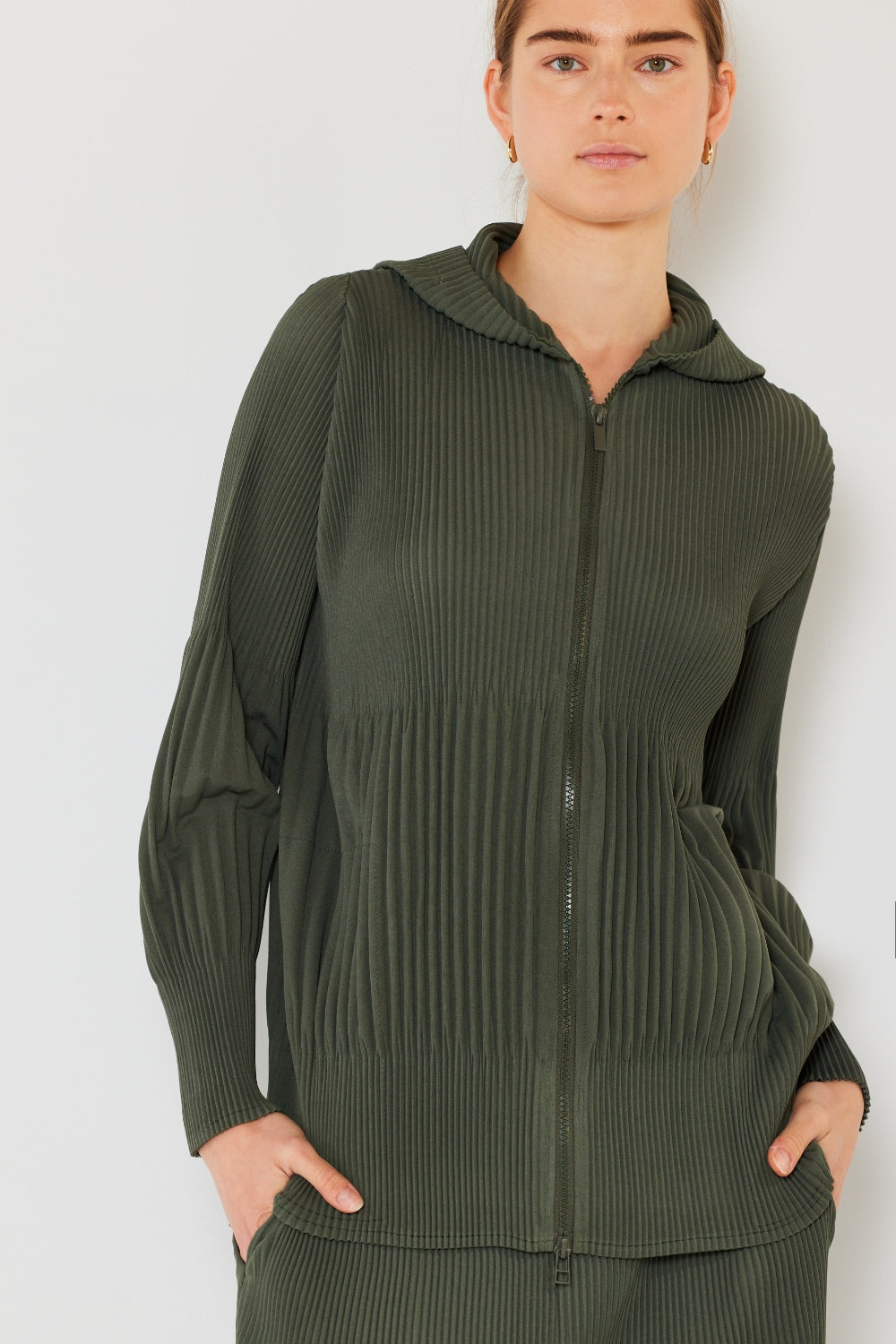 Marina West Swim Pleated Unisex Plisse Jacket with 2 Way Zipper Army Green Shirt Apparel Clothing Tops Marina West Swim Ship from USA Shirts USA Women Trendsi https://www.cyberehub.com