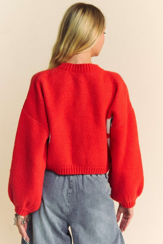 Davi & Dani Flower Contrast Round Neck Long Sleeve Cardigan Tops/Jackets/Sweaters Clothing Tops Davi & Dani Ship from USA TikTok Trendsi USPS Walmart Trendsi https://www.cyberehub.com