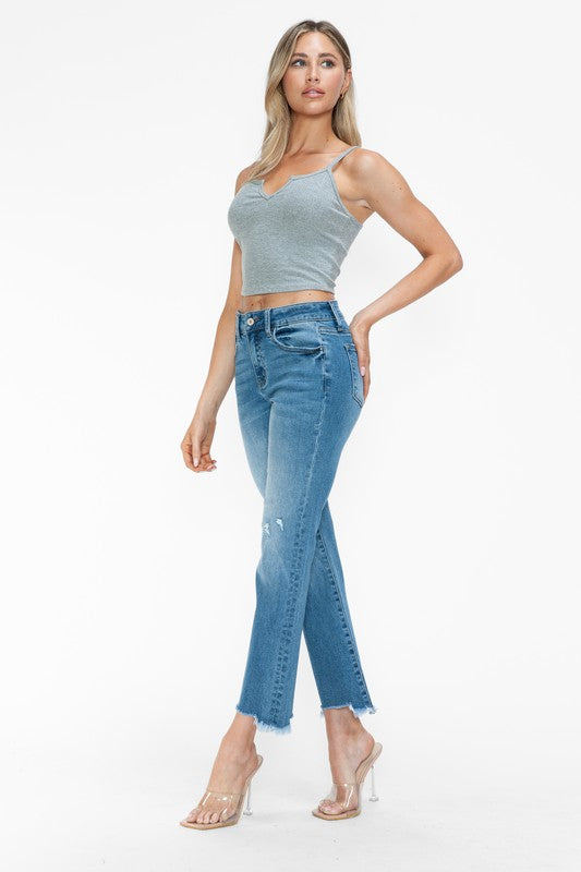 bytos Raw Hem Distressed Mid Rise Crop Jeans Apparel Apparel bytos Ship from USA TikTok Trendsi Trendsi https://www.cyberehub.com