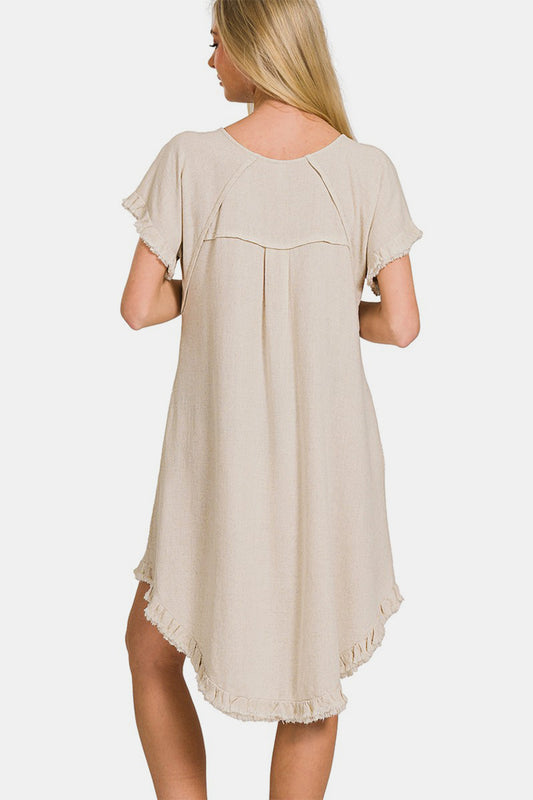 Zenana Fringe Edge High Low Flowy Dress with Pockets Apparel/Dress Dress Ship from USA TikTok Trendsi USPS Walmart Walmart Apparel Zenana Trendsi https://www.cyberehub.com