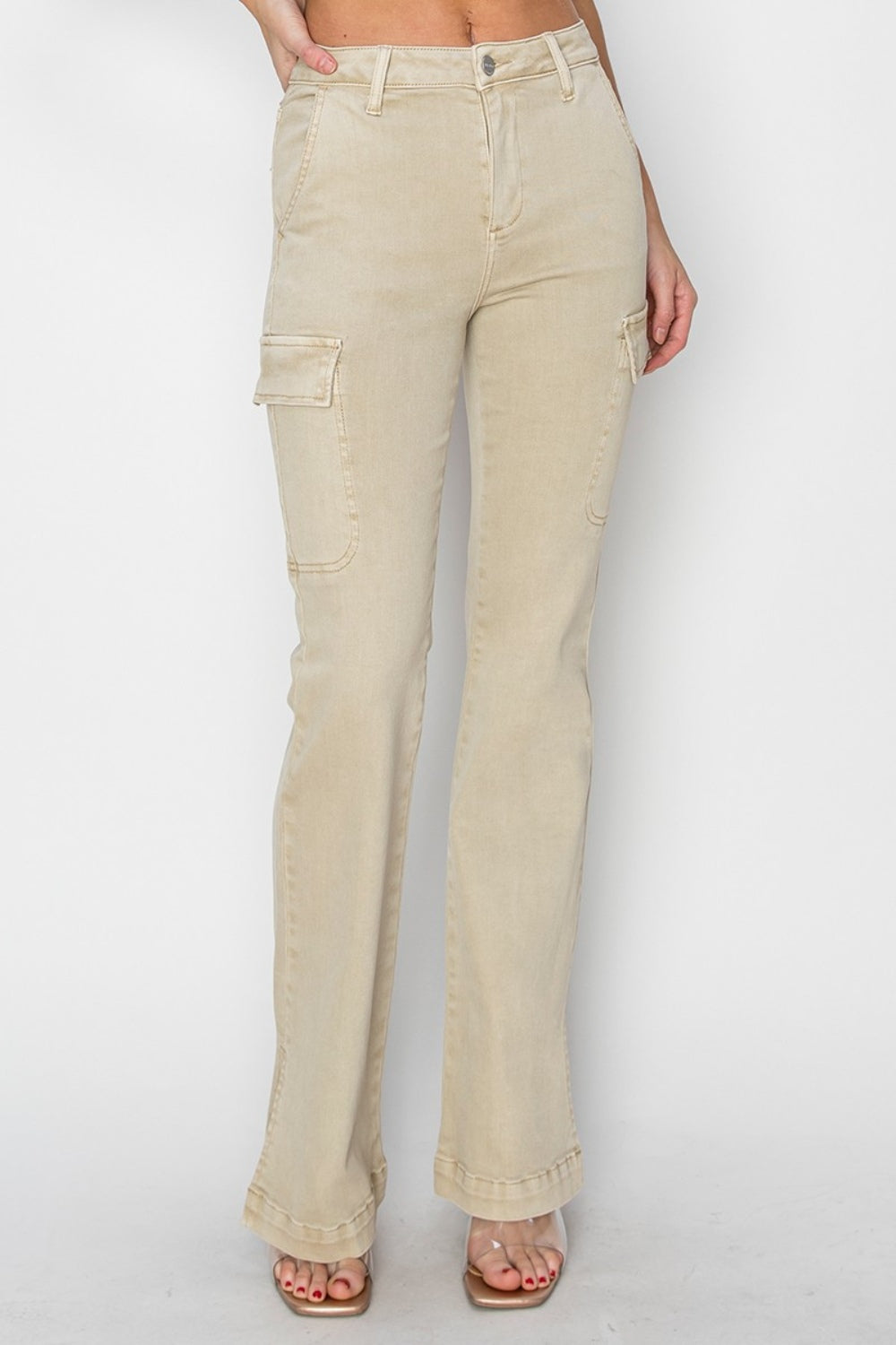 RISEN Full Size High Rise Side Slit Cargo Bootcut Jeans Bottoms Bottoms Clothing Pants RISEN Ship from USA Women Trendsi https://www.cyberehub.com