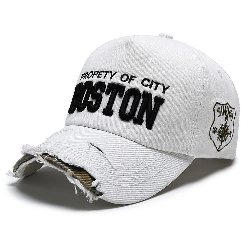 Women's Fashion Embroidered Ripped Cool Baseball Hat White Adjustable Apparel/Hat CJ Hat Ship From China CJ https://www.cyberehub.com