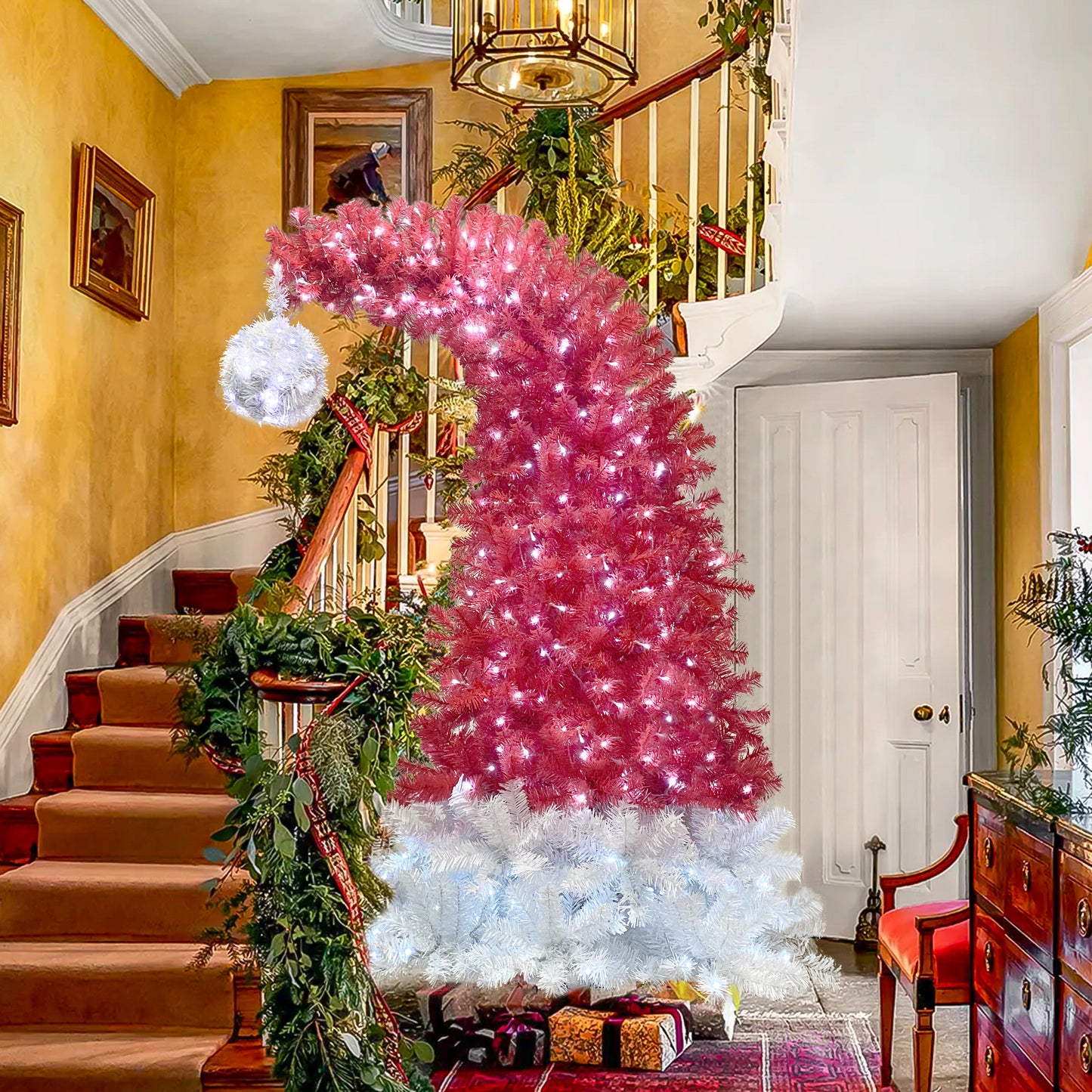 6FT Hinged Fir Artificial Fir Bent Top Christmas Tree, Xmas Tree Bendable Santa Hat Style Christmas Tree Holiday Decoration,1250 Lush Branch Tips, 300 LED Lights X-mas Furniture Giga Giga https://www.cyberehub.com