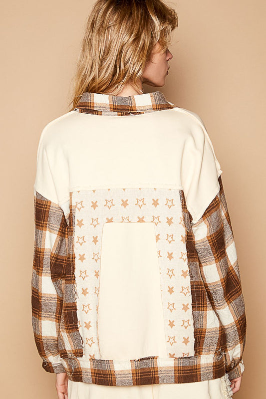 POL Plaid & Star Patchwork Contrast Long Sleeve Shacket Tops/Jackets/Sweaters Clothing Tops POL Ship from USA TikTok Trendsi USPS Walmart Trendsi https://www.cyberehub.com