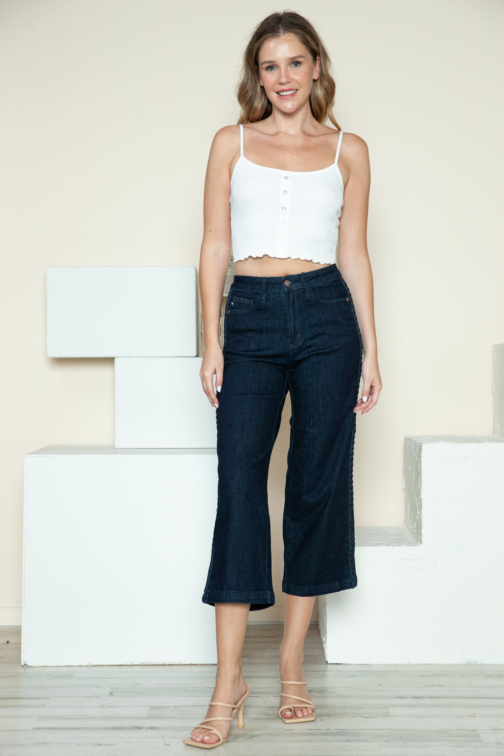 Judy Blue Full Size Side Seam Braid Detail Crop Wide Leg Jeans Bottoms Bottoms Clothing Judy Blue Pants Ship from USA Women Trendsi https://www.cyberehub.com