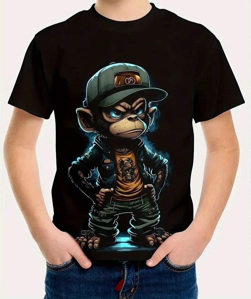 Men's Printed Short-sleeved T-shirt Black Apparel/Shirt/Graphic Shirt SNULLO https://www.cyberehub.com