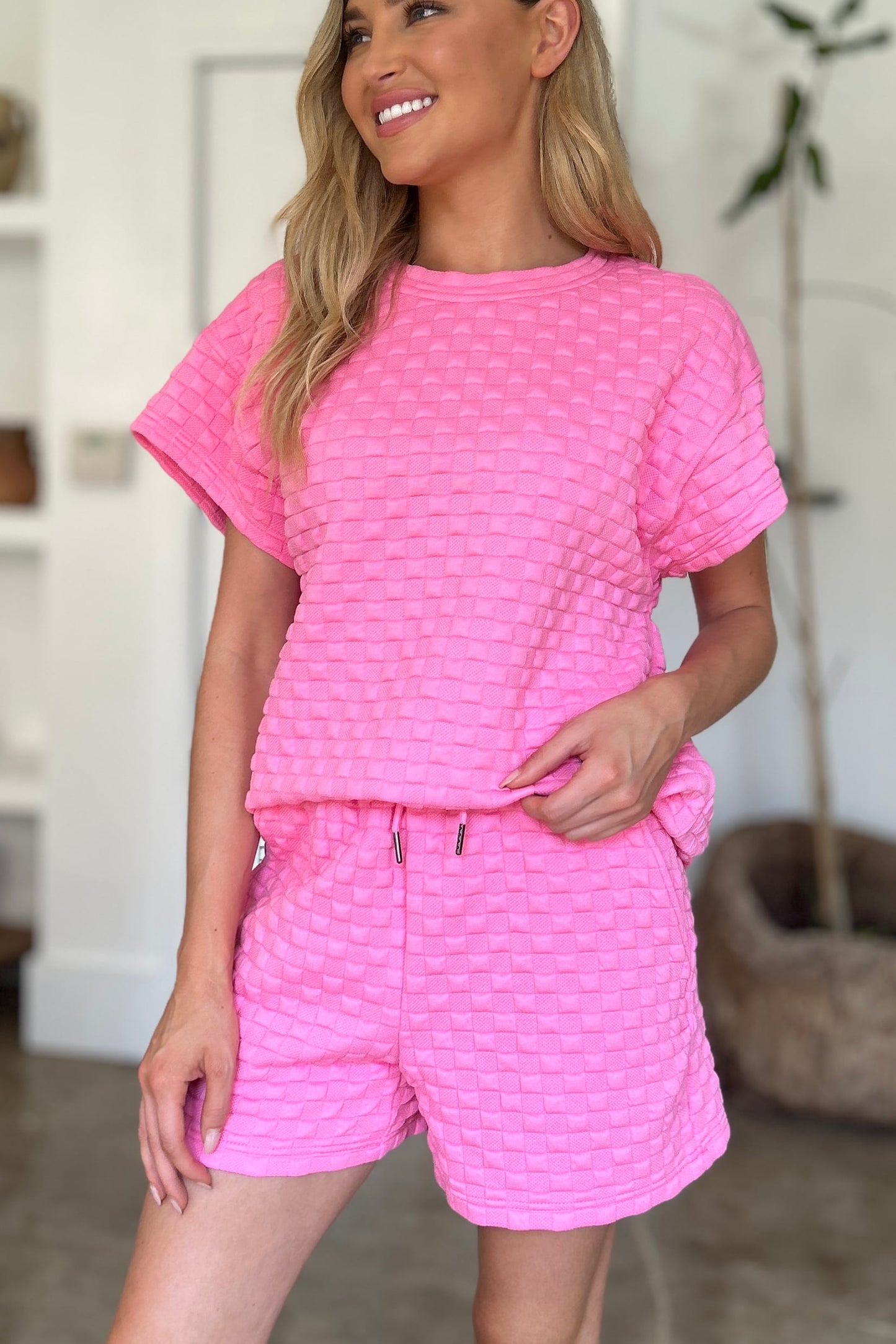 Double Take Full Size Texture T-Shirt and Shorts Set Tops/Jackets/Sweaters Clothing Tops Double Take Ship from USA TikTok Trendsi USPS Walmart Trendsi https://www.cyberehub.com