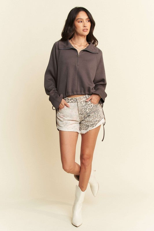 Davi & Dani Drawstring Hem Half Zip Raglan Sleeve Sweatshirt Apparel Apparel Davi & Dani Ship from USA TikTok Trendsi Trendsi https://www.cyberehub.com