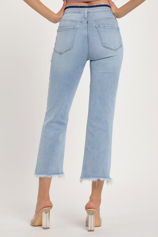 RISEN Full Size High Rise Raw Edge Crop Jeans Bottoms Bottoms Clothing RISEN Ship from USA Women Trendsi https://www.cyberehub.com