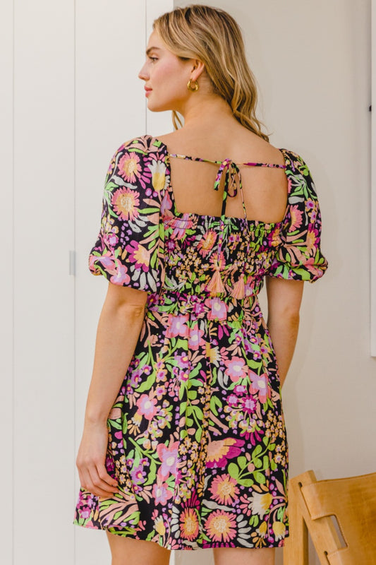 ODDI Full Size Floral Tie-Back Mini Dress Apparel/Dress Dress ODDI Ship from USA TikTok Trendsi USPS Walmart Walmart Apparel Trendsi https://www.cyberehub.com