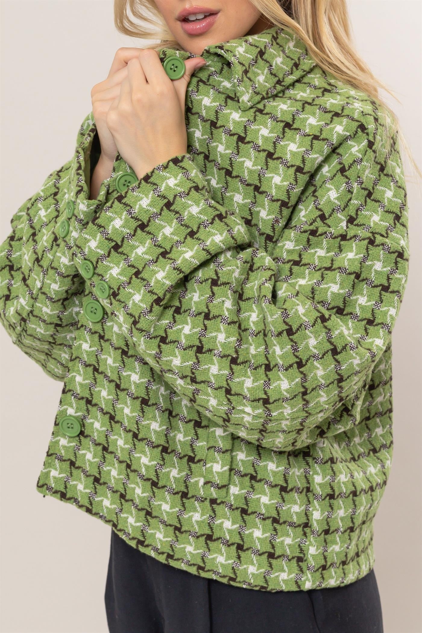 HYFVE Tweed Plaid Button Up Collared Neck Jacket Tops/Jackets/Sweaters Clothing Tops HYFVE Ship from USA TikTok Trendsi USPS Walmart Trendsi https://www.cyberehub.com