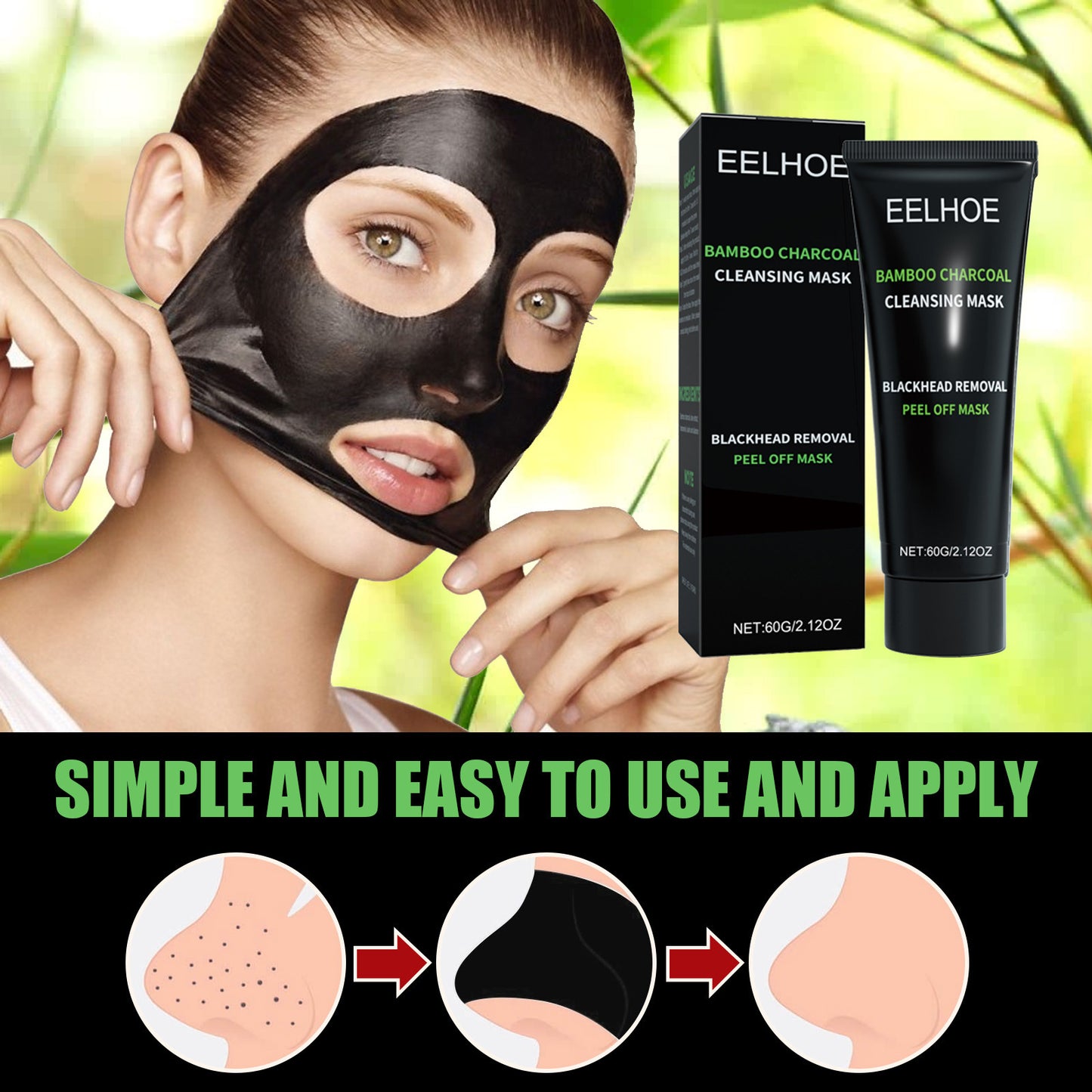 EELHOE Bamboo Charcoal Blackhead Removal Peel-Off Mask For Deep Pore Cleansing And T-Zone Oil Control Health Beauty CJ USa USPS Muqe https://www.cyberehub.com