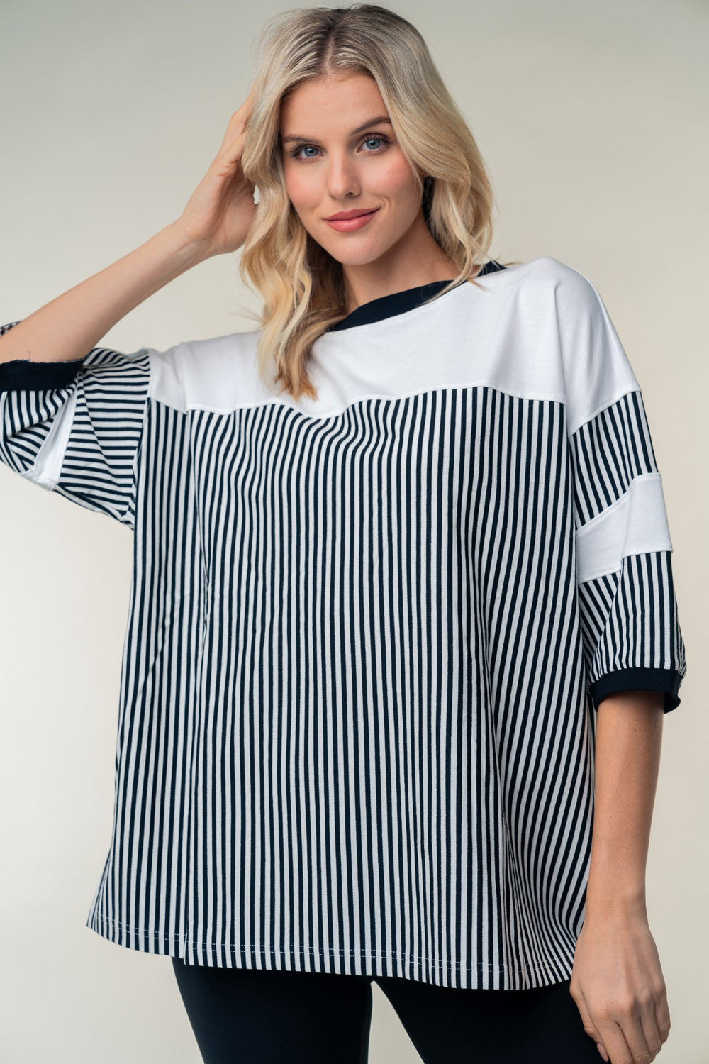 White Birch Full Size Striped Contrast Round Neck Top Black Tops/Jackets/Sweaters Clothing Tops Memorial Day Sale Ship from USA TikTok Trendsi USPS Walmart White Birch Trendsi https://www.cyberehub.com