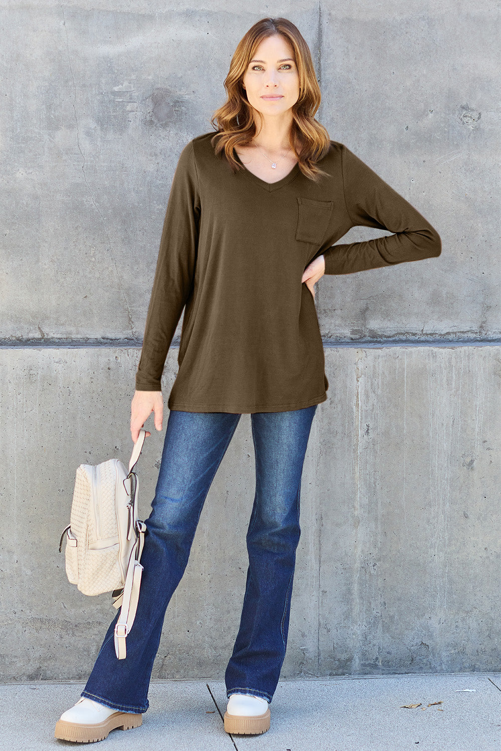 Basic Bae Full Size V-Neck Long Sleeve Top Apparel/Tops Basic Bae Ship from USA TikTok Tops Trendsi USPS Walmart Walmart Apparel Trendsi https://www.cyberehub.com