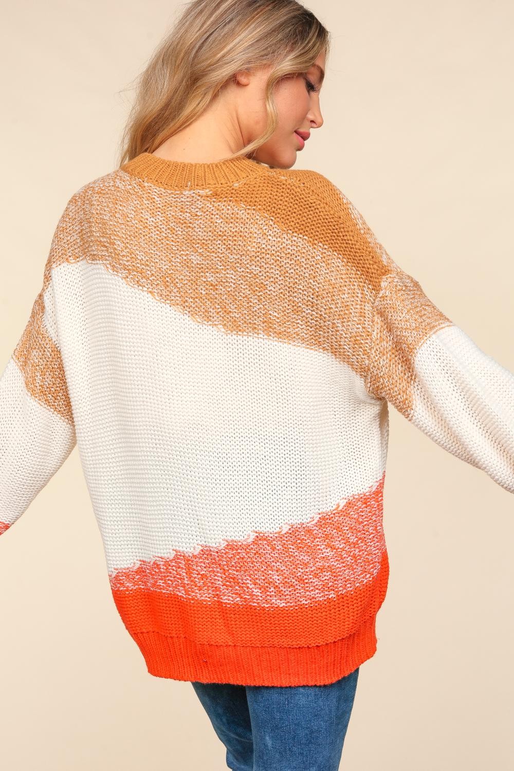 Haptics Color Block Long Sleeve Sweater Shirt Apparel Clothing Tops Haptics Ship from USA Shirts USA Women Trendsi https://www.cyberehub.com