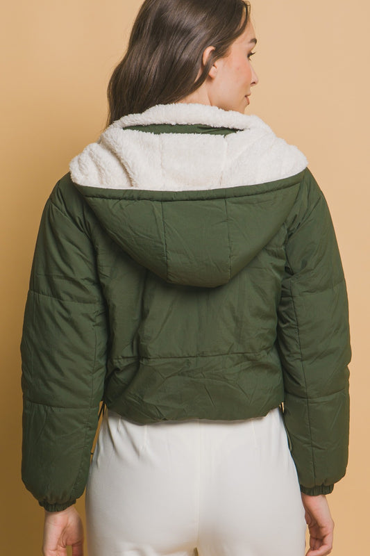 Love Tree Zip Up Cropped Hooded Sherpa Reversible Jacket Tops/Jackets/Sweaters Clothing Tops LOVE TREE Ship from USA TikTok Trendsi USPS Walmart Trendsi https://www.cyberehub.com