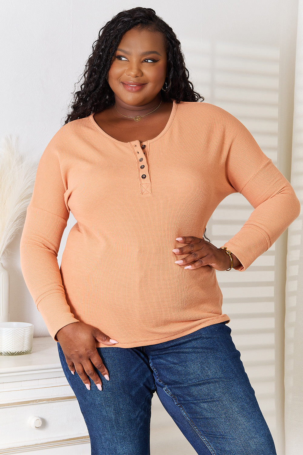 Basic Bae Half Button Long Sleeve Top Apparel/Tops Basic Bae Ship from USA TikTok Tops Trendsi USPS Walmart Walmart Apparel Trendsi https://www.cyberehub.com