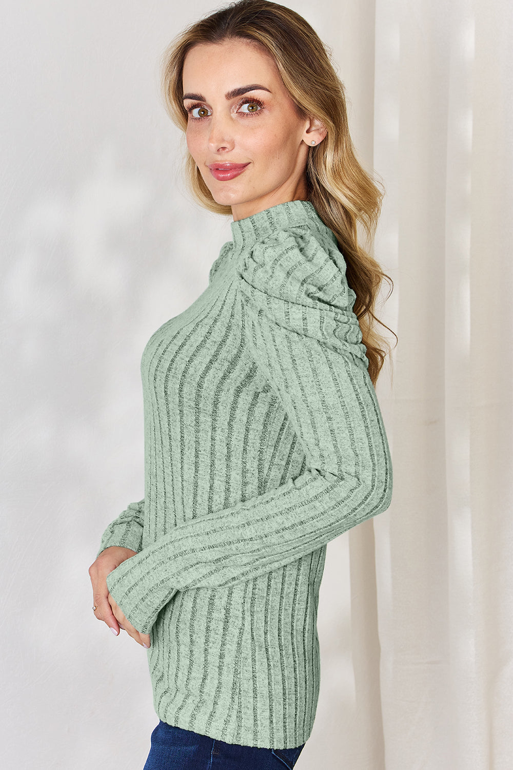 Basic Bae Full Size Ribbed Mock Neck Puff Sleeve T-Shirt Apparel/Tops Basic Bae Ship from USA TikTok Tops Trendsi USPS Walmart Walmart Apparel Trendsi https://www.cyberehub.com