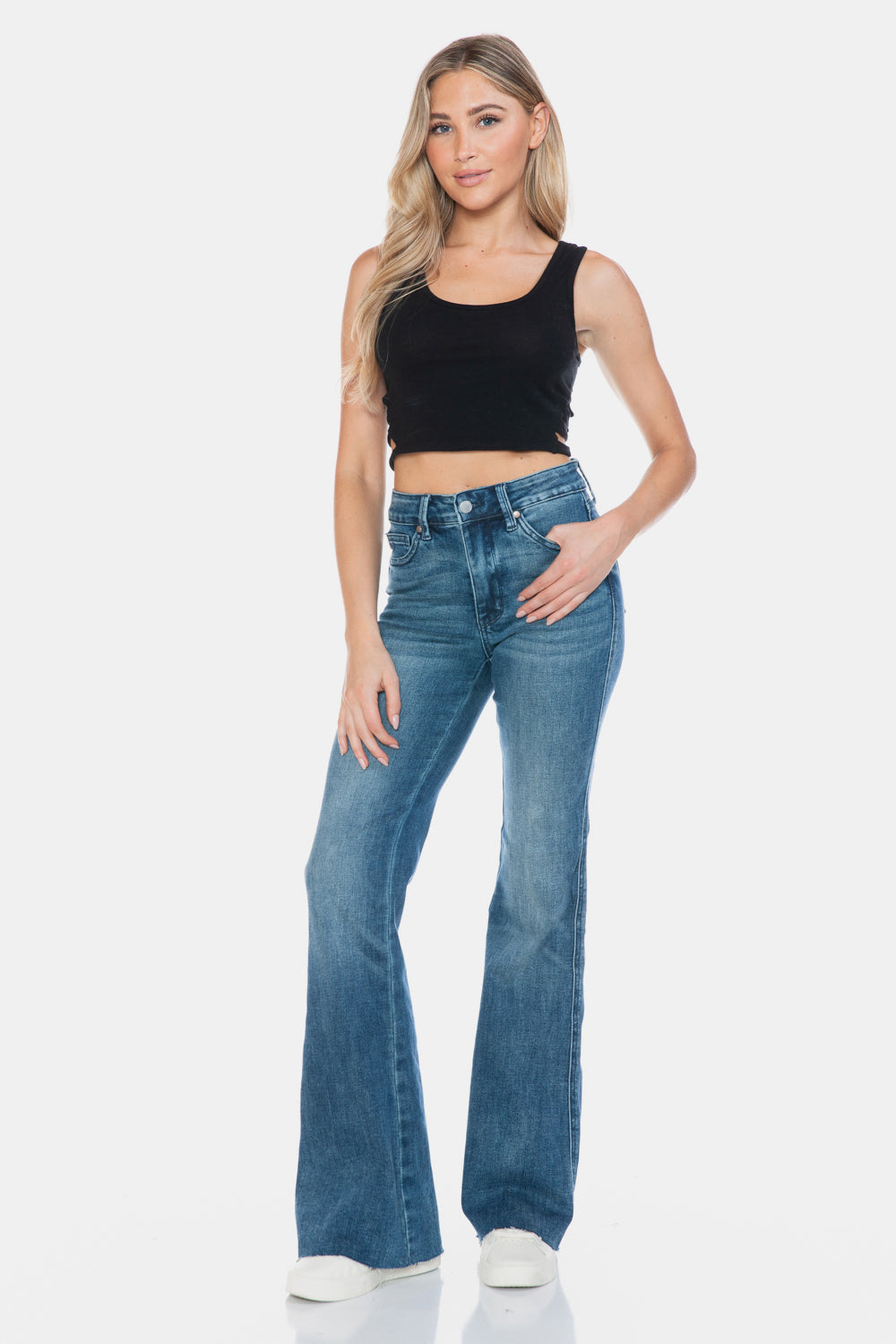 Judy Blue Full Size Tummy Control Cut Hem Flare Jeans Bottoms Bottoms Clothing Judy Blue Ship from USA Women Trendsi https://www.cyberehub.com