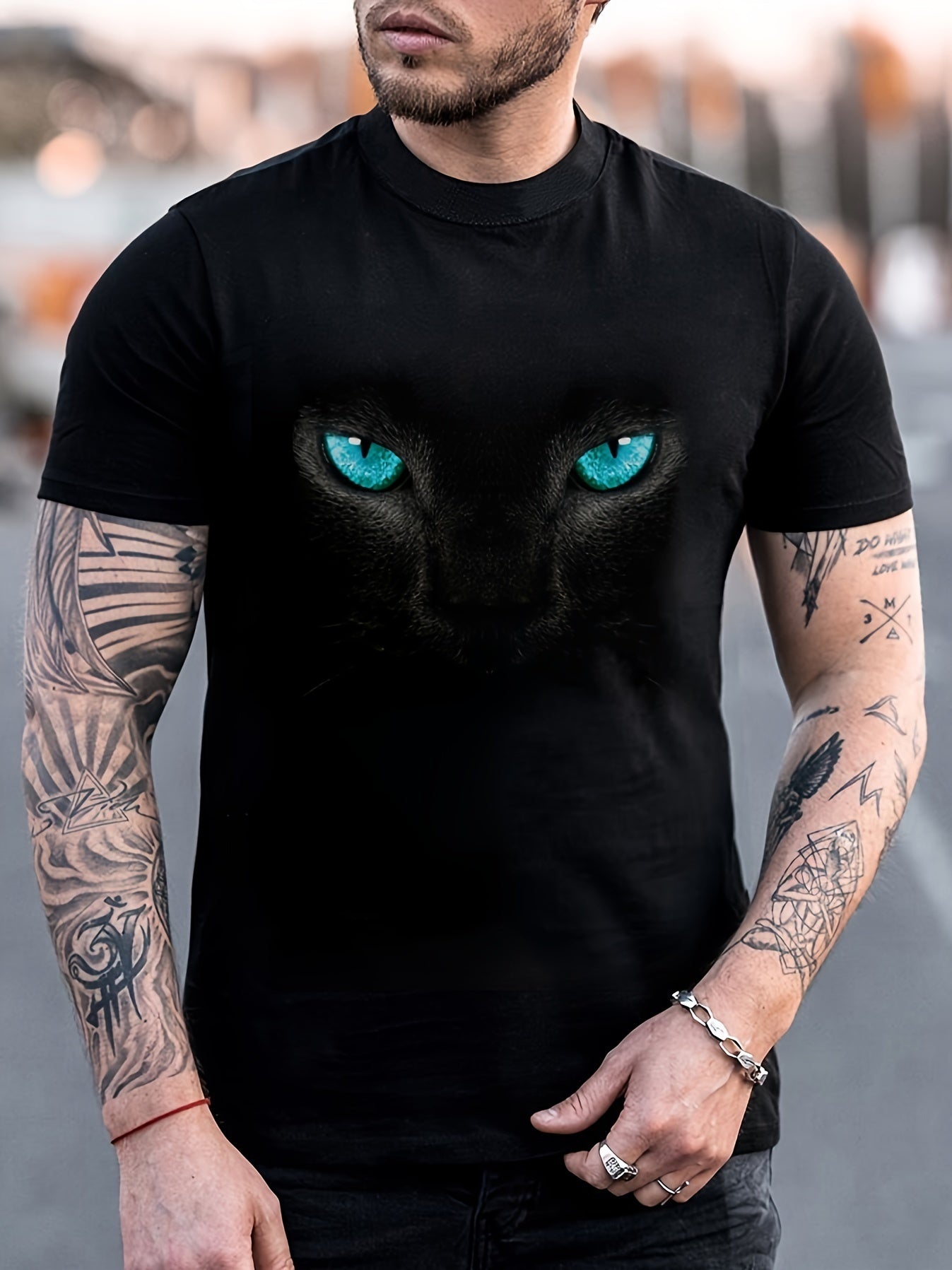 Men's Fashionable Color Blocked Short Sleeved Round Neck T-shirt, Summer Outdoor, 3D Heartbeat And Airplane Graphic Printing Apparel/Shirt/Graphic Shirt SNULLO https://www.cyberehub.com