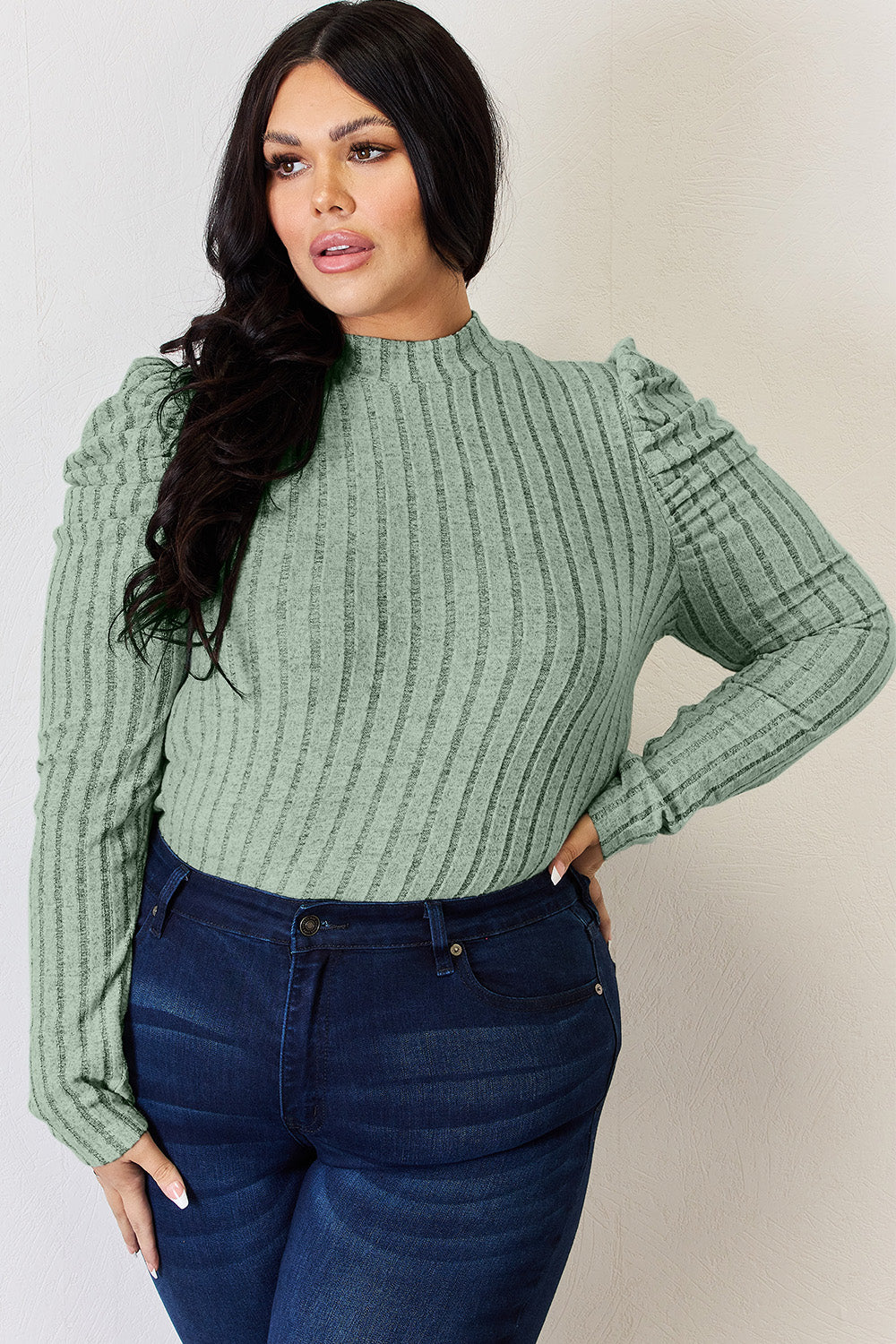 Basic Bae Full Size Ribbed Mock Neck Puff Sleeve T-Shirt Apparel/Tops Basic Bae Ship from USA TikTok Tops Trendsi USPS Walmart Walmart Apparel Trendsi https://www.cyberehub.com