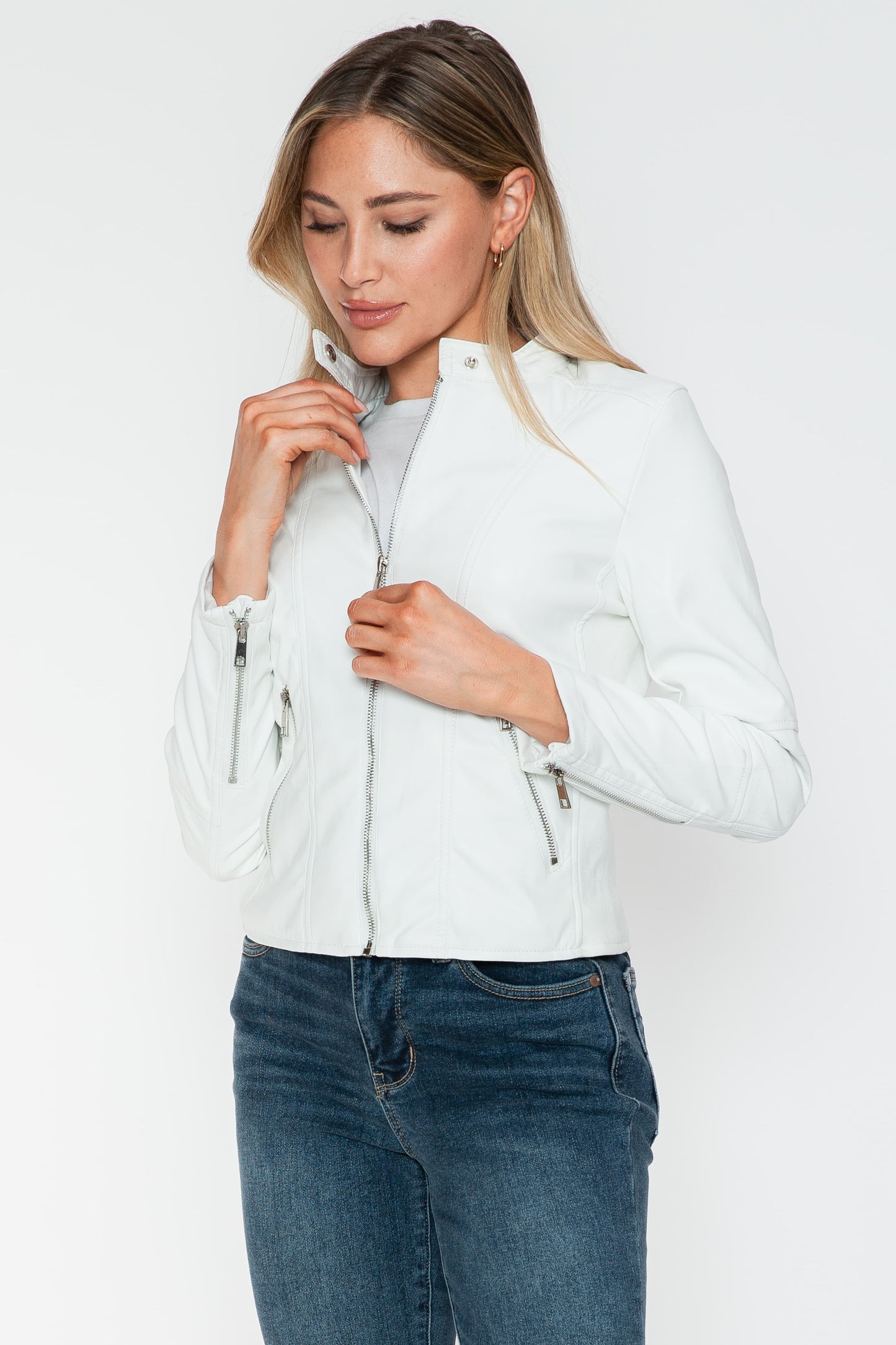 Snobbish PU Leather Zip Up Jacket with Pockets Tops/Jackets/Sweaters Clothing Tops Ship from USA Snobbish TikTok Trendsi USPS Walmart Trendsi https://www.cyberehub.com