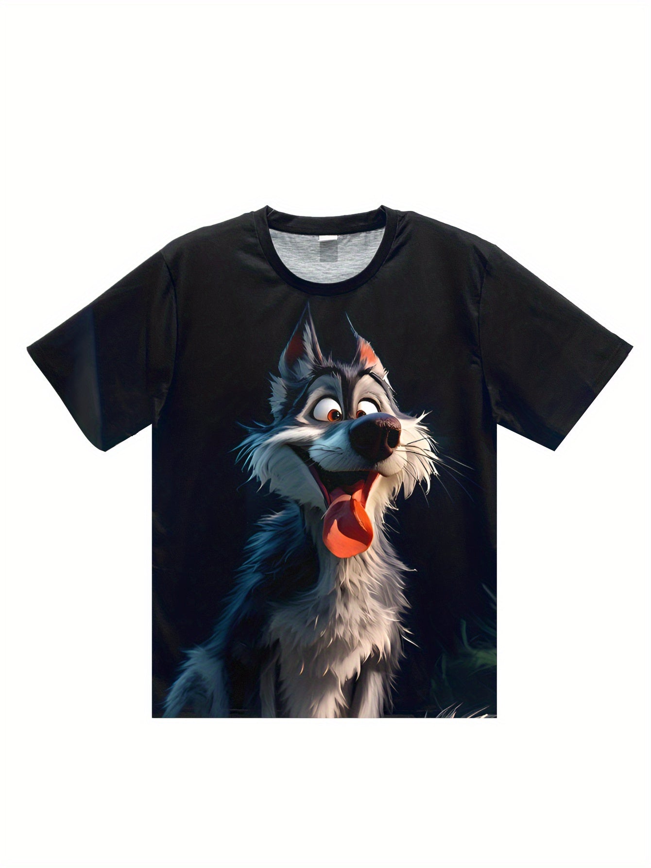 Men's 3D Wolf Print T-shirt - Casual Round Neck, Short Sleeved, Breathable Polyester - Perfect For Summer Outdoor And Casual Wear Apparel/Shirt/Graphic Shirt SNULLO https://www.cyberehub.com