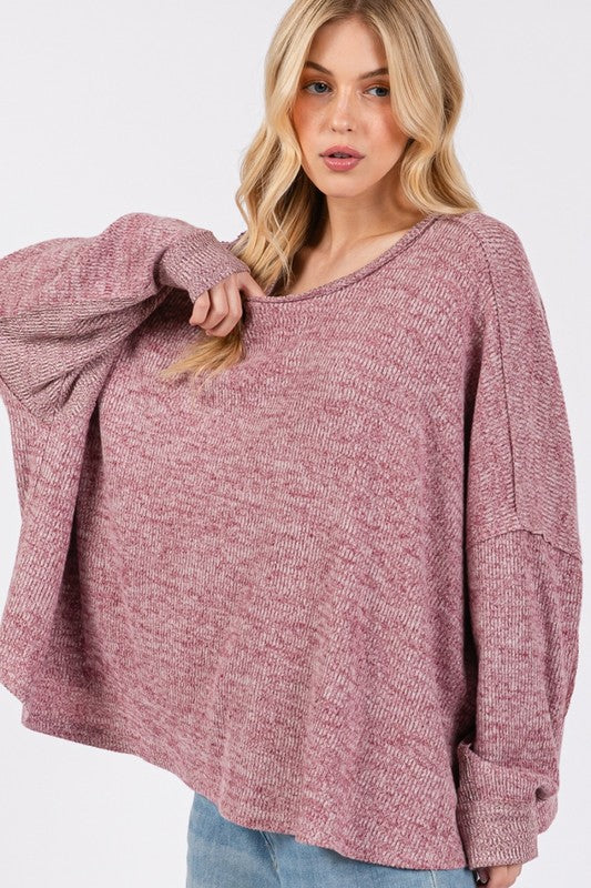 SAGE + FIG Round Neck Batwing Sleeve Oversize Top Apparel Apparel SAGE+FIG Ship from USA TikTok Trendsi Trendsi https://www.cyberehub.com