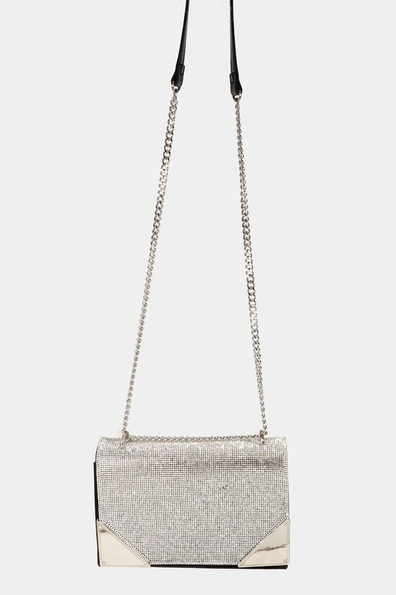 Fame Rhinestone Studded Rectangle Crossbody Bag BK One Size Fame Accessories Ship from USA TikTok USA Trendsi https://www.cyberehub.com