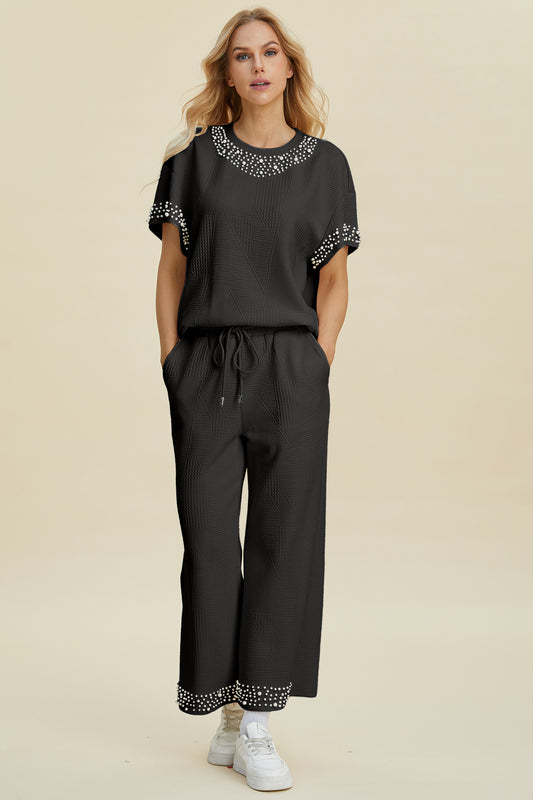 Double Take Full Size Pearl Detail Round Neck Top and Pants Set Tops/Jackets/Sweaters Clothing Tops Double Take Ship from USA TikTok Trendsi USPS Walmart Trendsi https://www.cyberehub.com