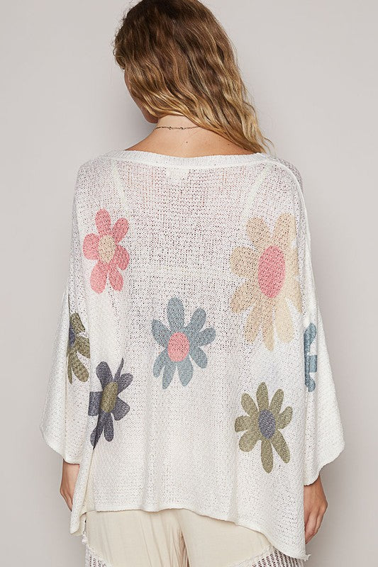 POL Flower Dropped Shoulder Long Sleeve Knit Top Apparel Apparel POL Ship from USA TikTok Trendsi Trendsi https://www.cyberehub.com