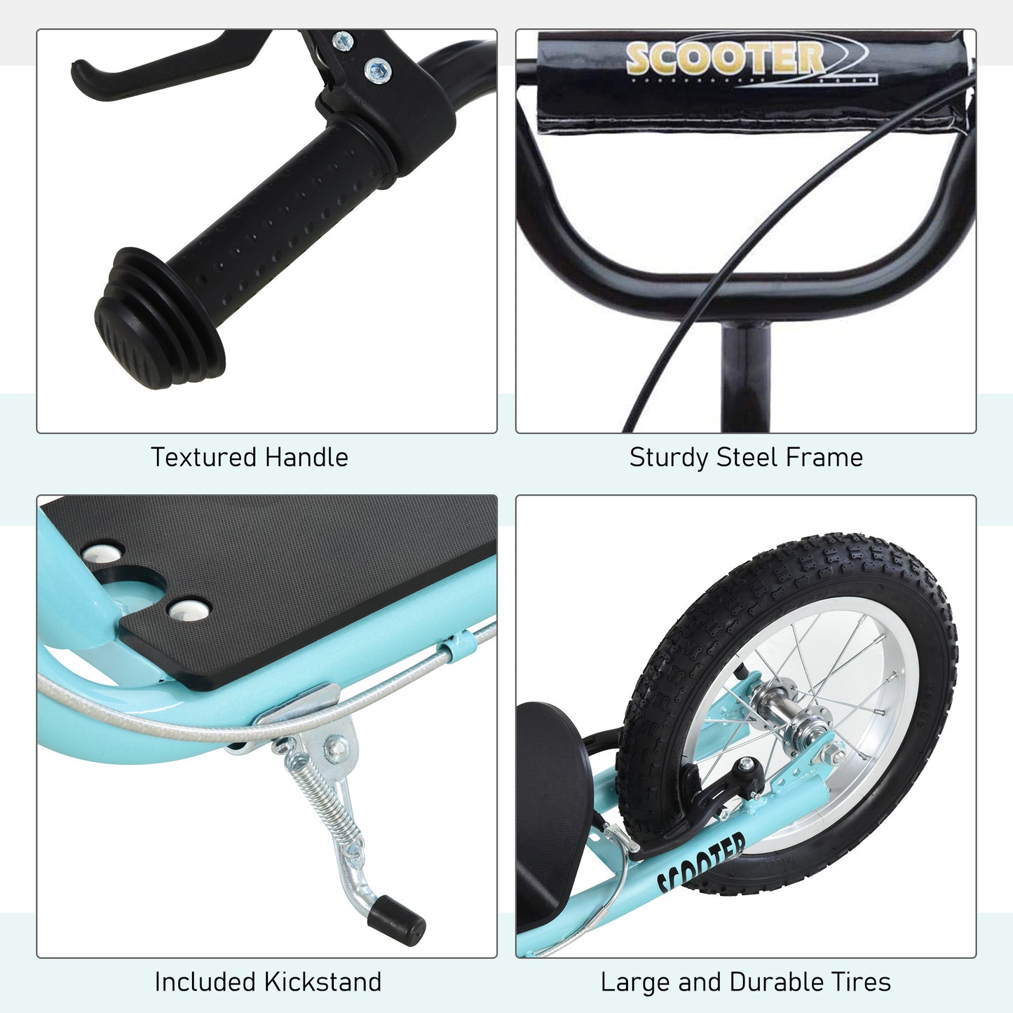 Aosom Youth Scooter, Teens Kick Scooter, Adjustable Handlebar Ride On Toy for 5+ with 16" Front and 12" Rear Dual Brakes Inflatable Wheels, Blue Car Giga GNJ Toys Walmart Giga https://www.cyberehub.com