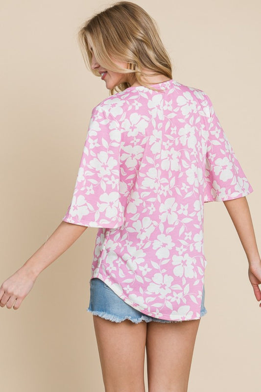 BOMBOM Floral Decorative Button V-Neck Top Apparel/Tops BOMBOM Ship from USA TikTok Tops Trendsi USPS Walmart Walmart Apparel Trendsi https://www.cyberehub.com