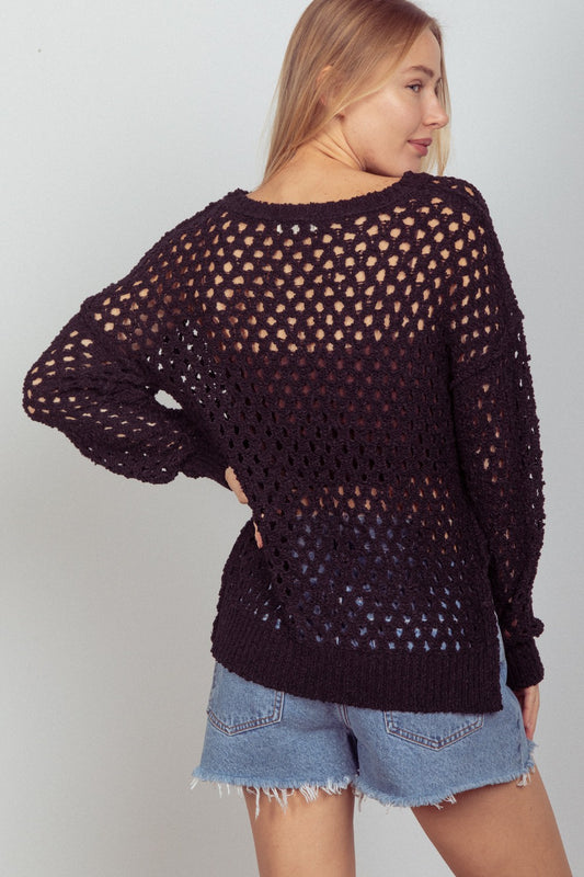 VERY J Openwork Slit Knit Cover Up Shirt Apparel Clothing Tops Ship from USA Shirts USA VERY J Women Trendsi https://www.cyberehub.com