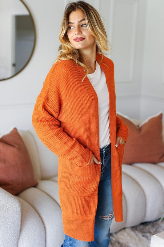 Haptics Full Size Stripe Textured Open Front Cardigan with Pockets Shirt Apparel Clothing Tops Haptics Ship from USA Shirts USA Women Trendsi https://www.cyberehub.com
